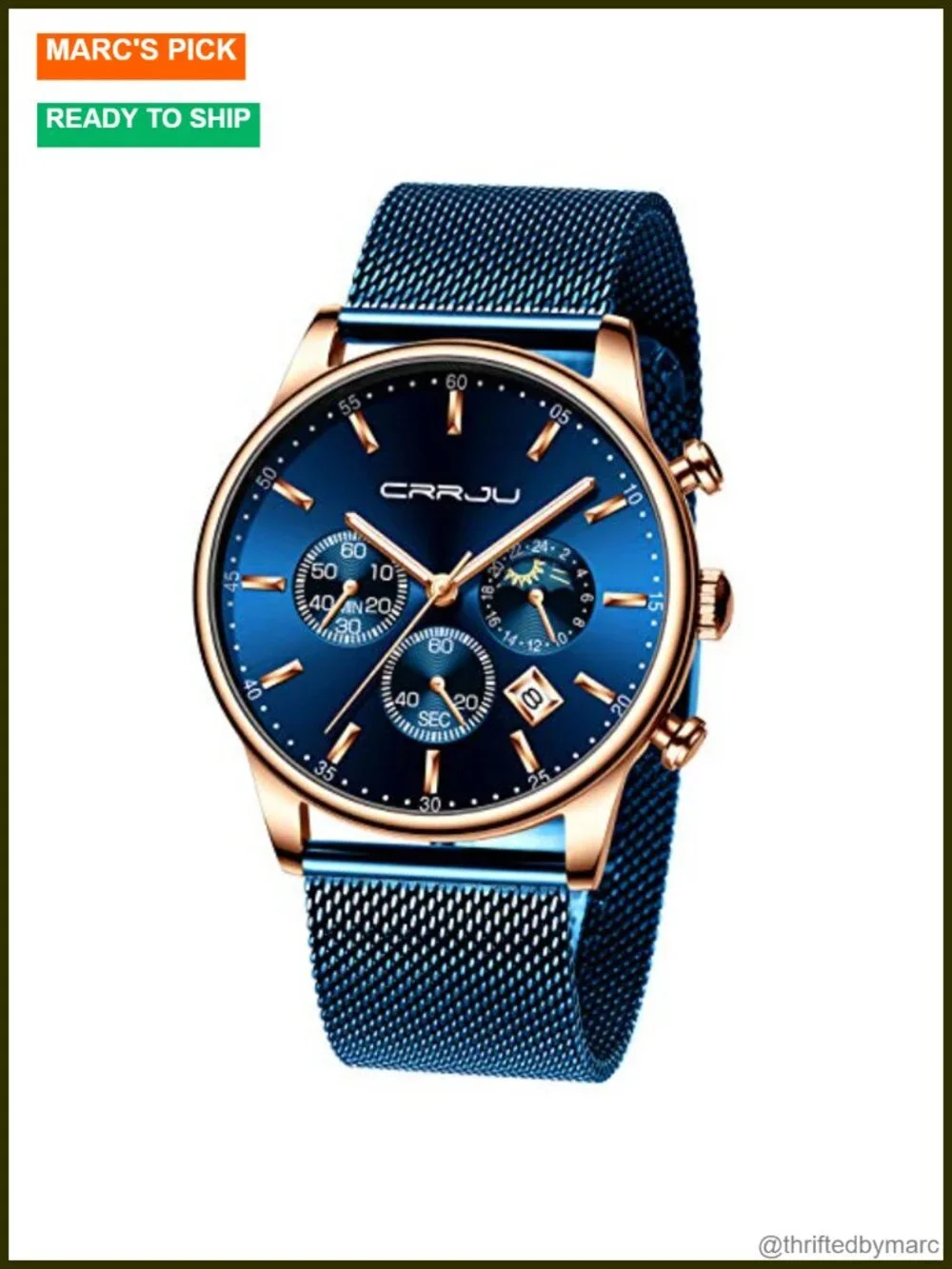 Men's Fashion Casual Chronograph Watch with Mesh Strap